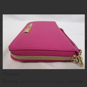 Betsey Johnson Pink Faux Leather Clutch Wallet